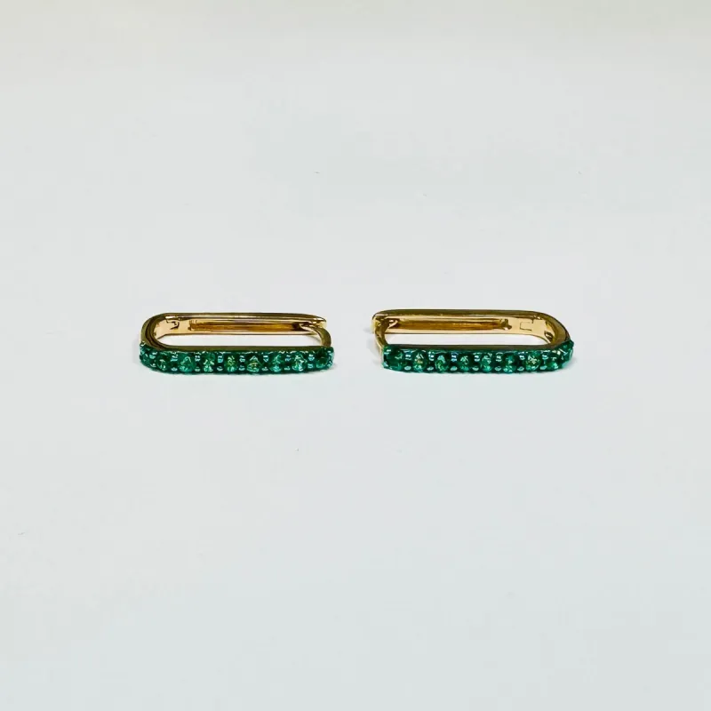 elongated emerald pave huggies sold by Theodosia