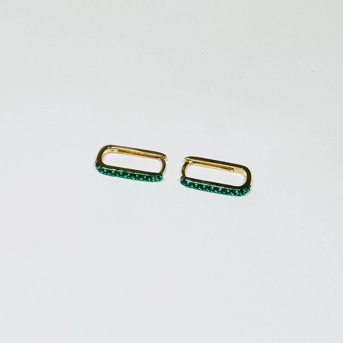 elongated emerald pave huggies sold by Theodosia product image thumbnail 2