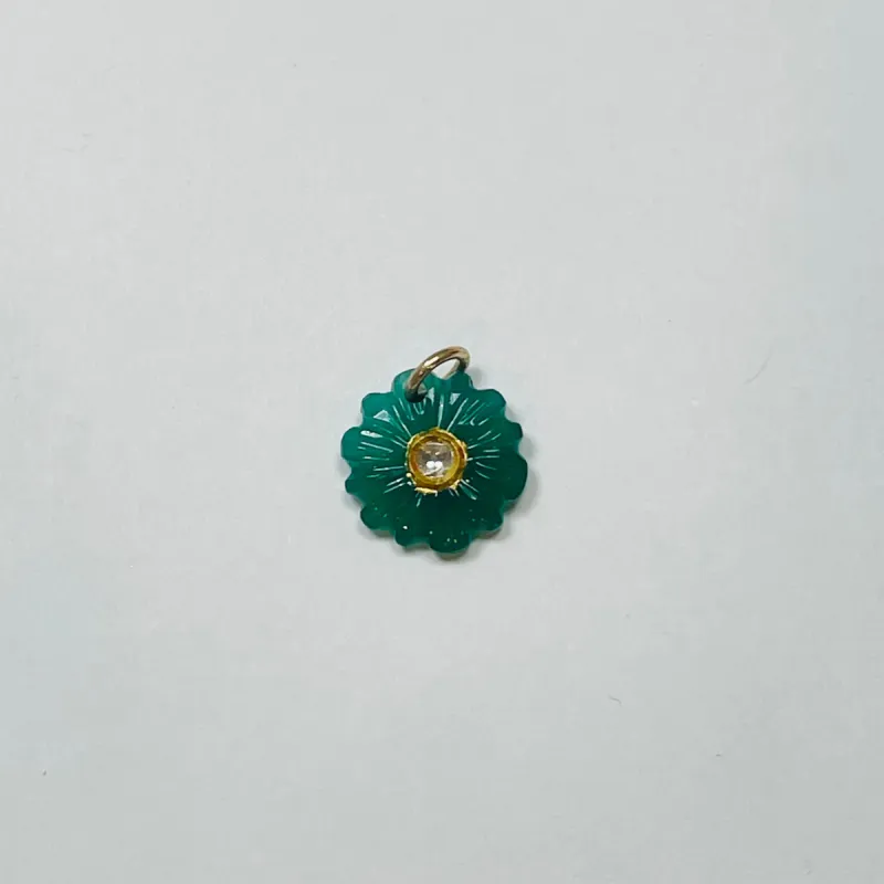 carved green quartz flower pendant, small sold by Theodosia