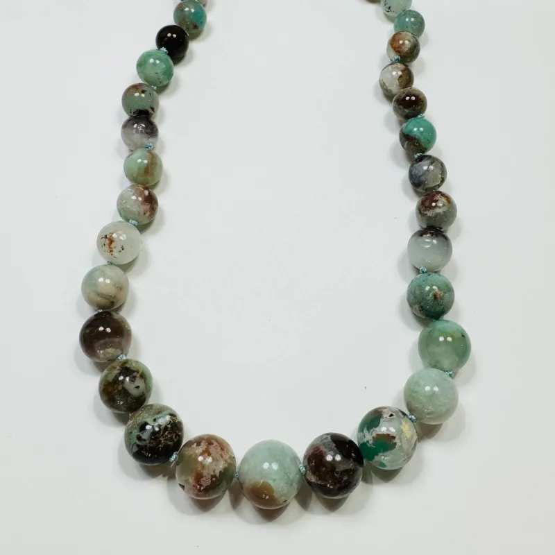 knotted gumball larimar necklace, graduated made by Theodosia
