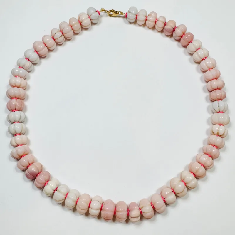 carved pink opal statement necklace sold by Theodosia