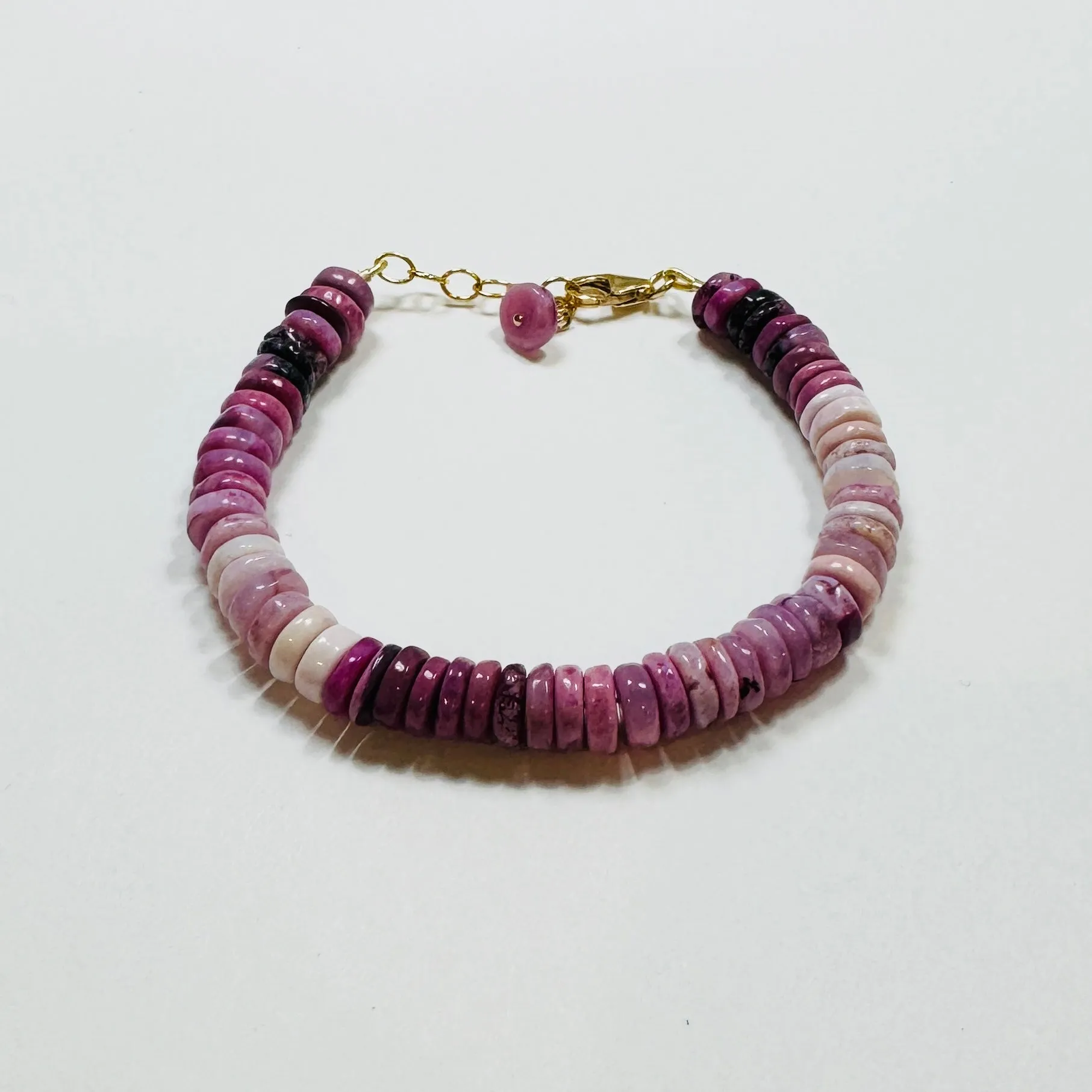 magenta opal heishi bracelet sold by Theodosia