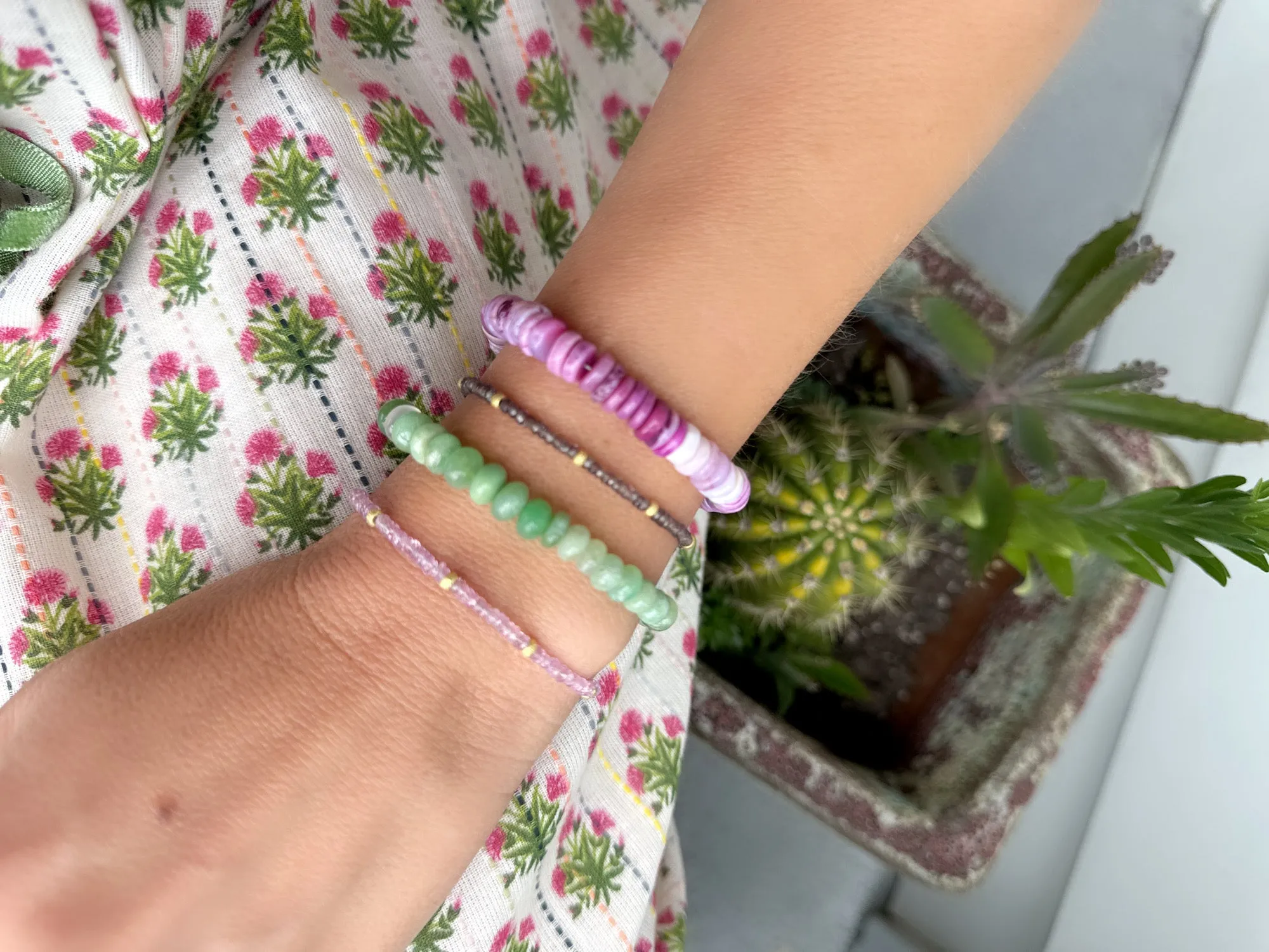 magenta opal heishi bracelet sold by Theodosia product image thumbnail 2