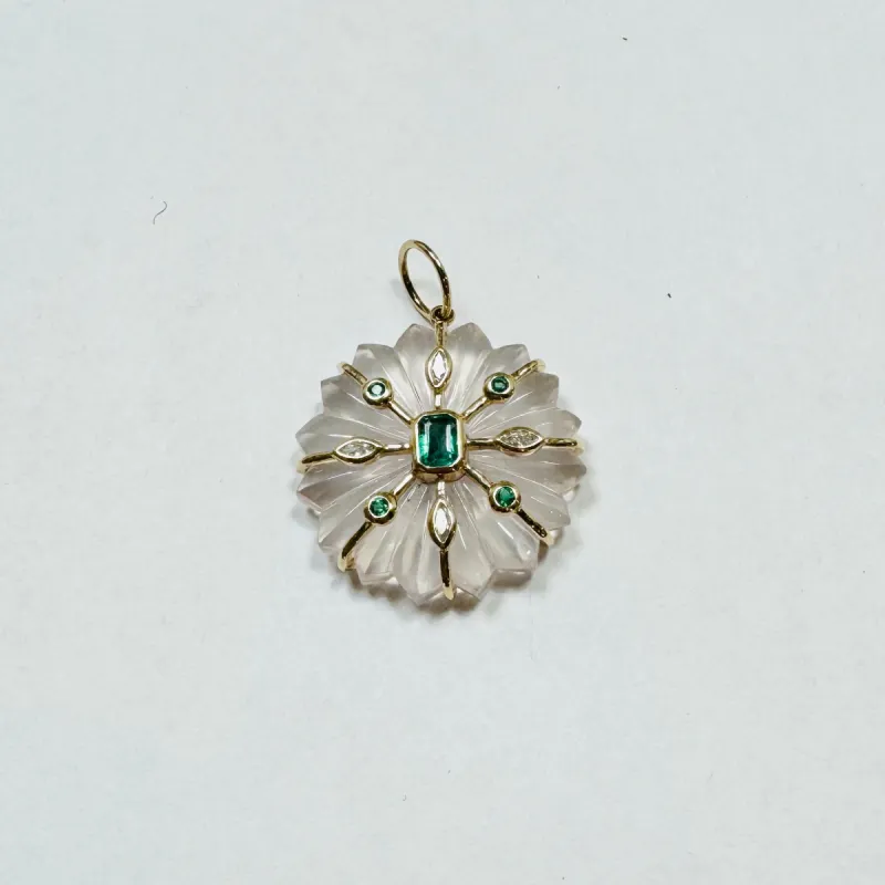 carved clear quartz flower pendant sold by Theodosia