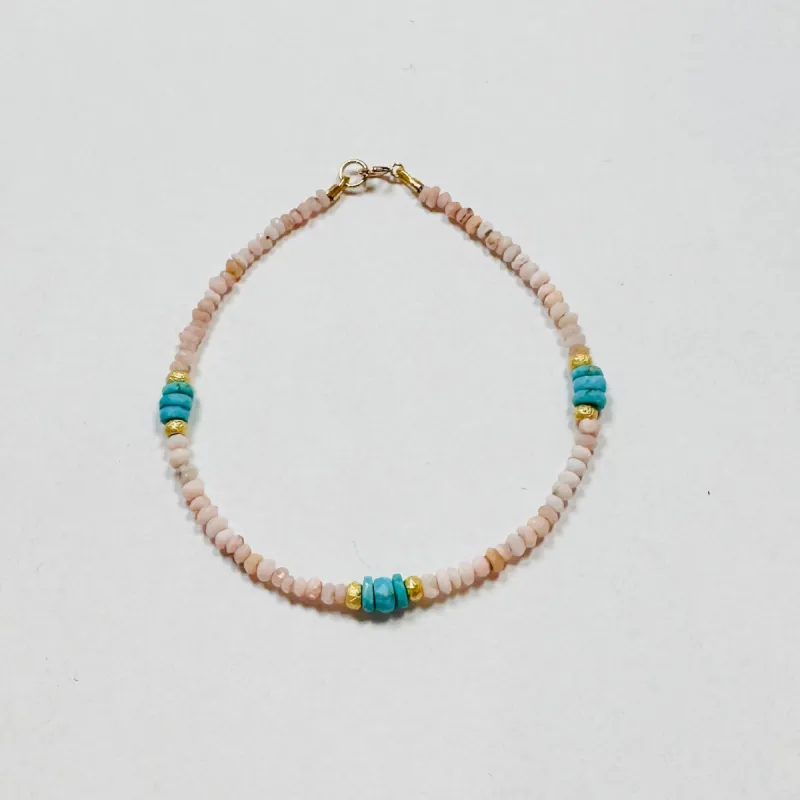 pink opal and turquoise bracelet sold by Theodosia