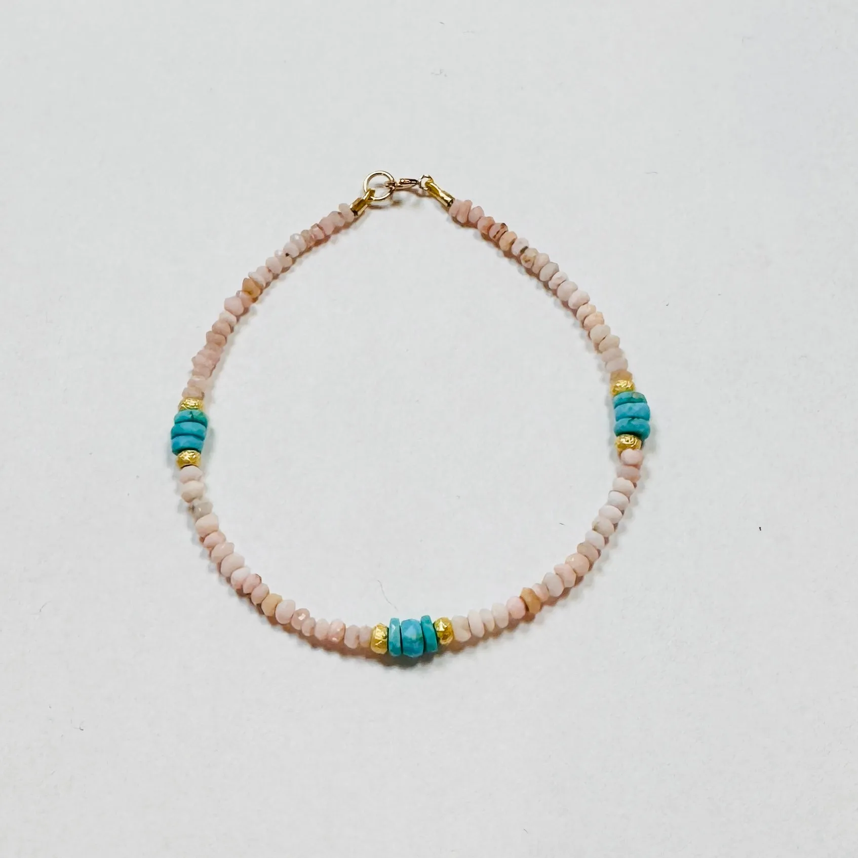 pink opal and turquoise bracelet sold by Theodosia