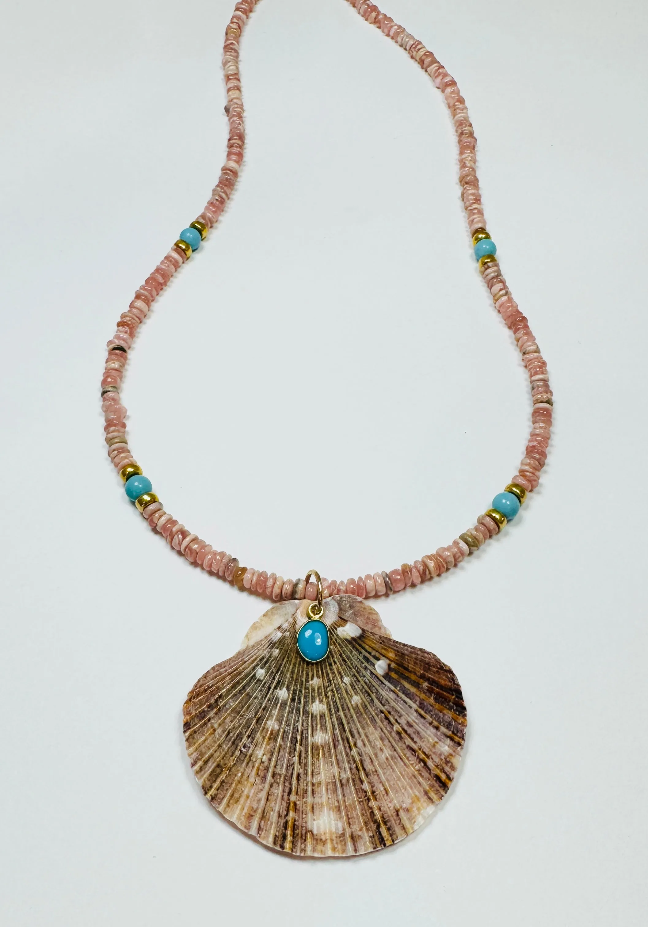 shaded blue sapphire necklace with shell pendant sold by Theodosia product image thumbnail 2