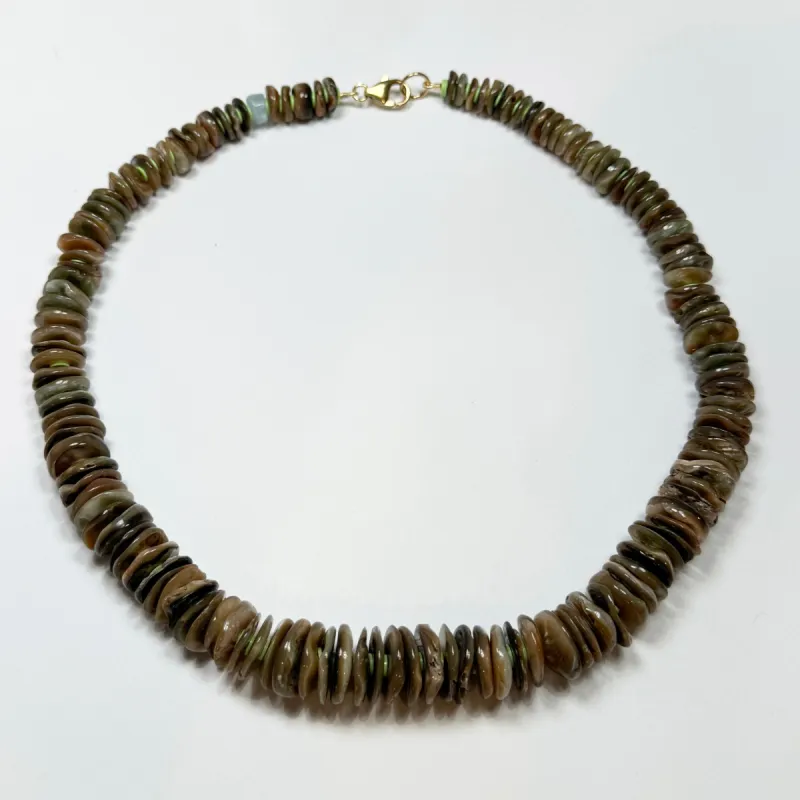abalone shell statement necklace sold by Theodosia