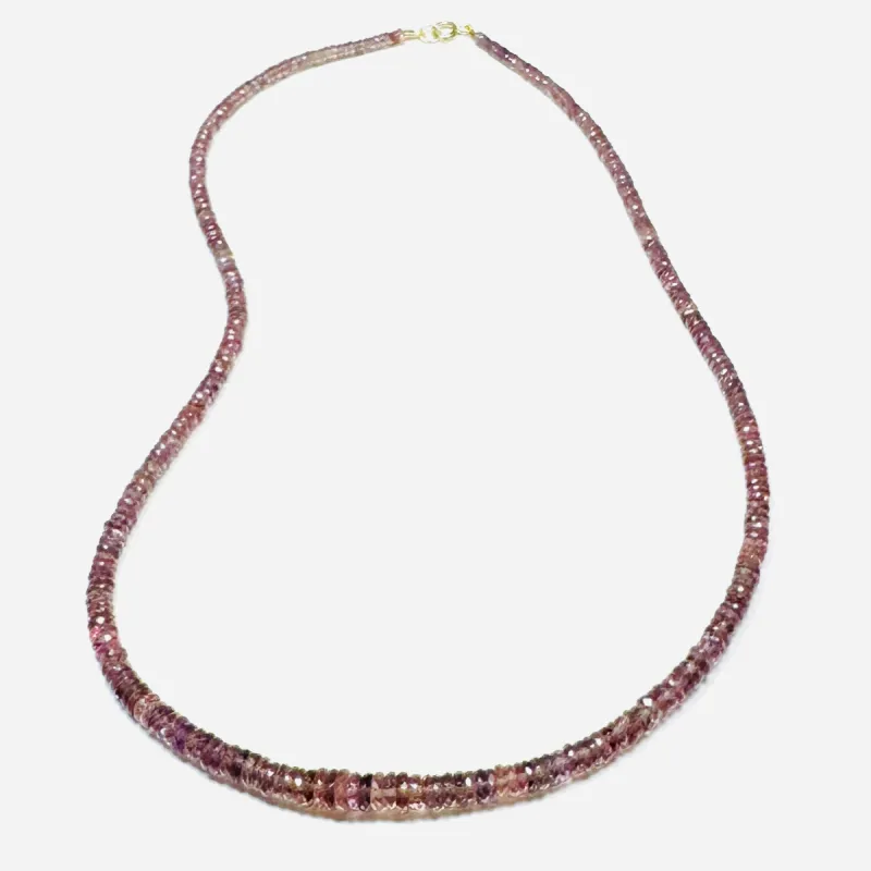 mauve sapphire heishi necklace sold by Theodosia
