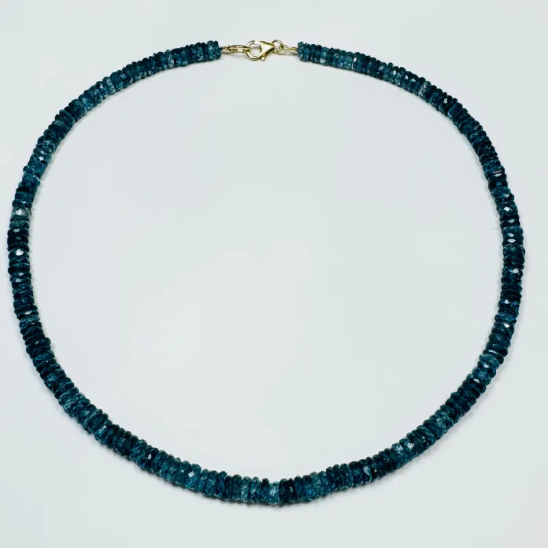 faceted navy blue iolite candy necklace sold by Theodosia