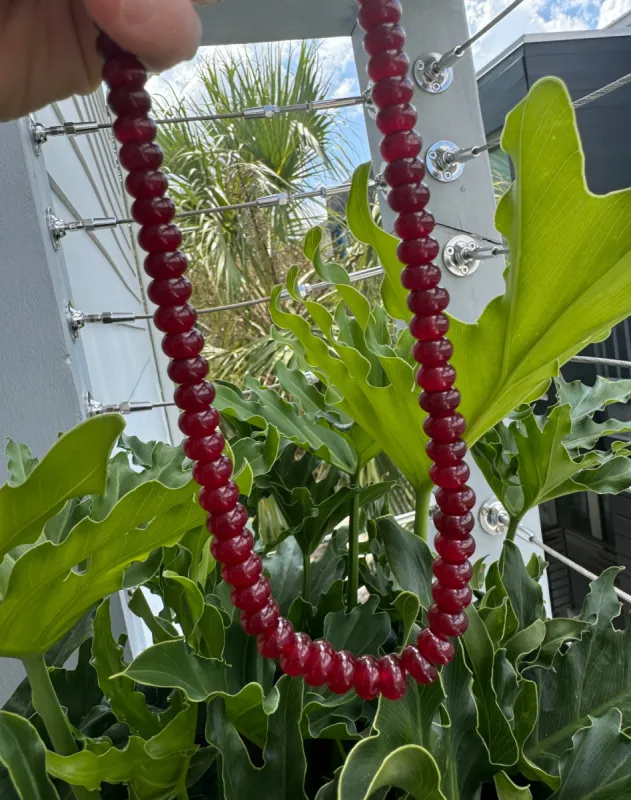 Garnet colored agate candy necklace sold by Theodosia