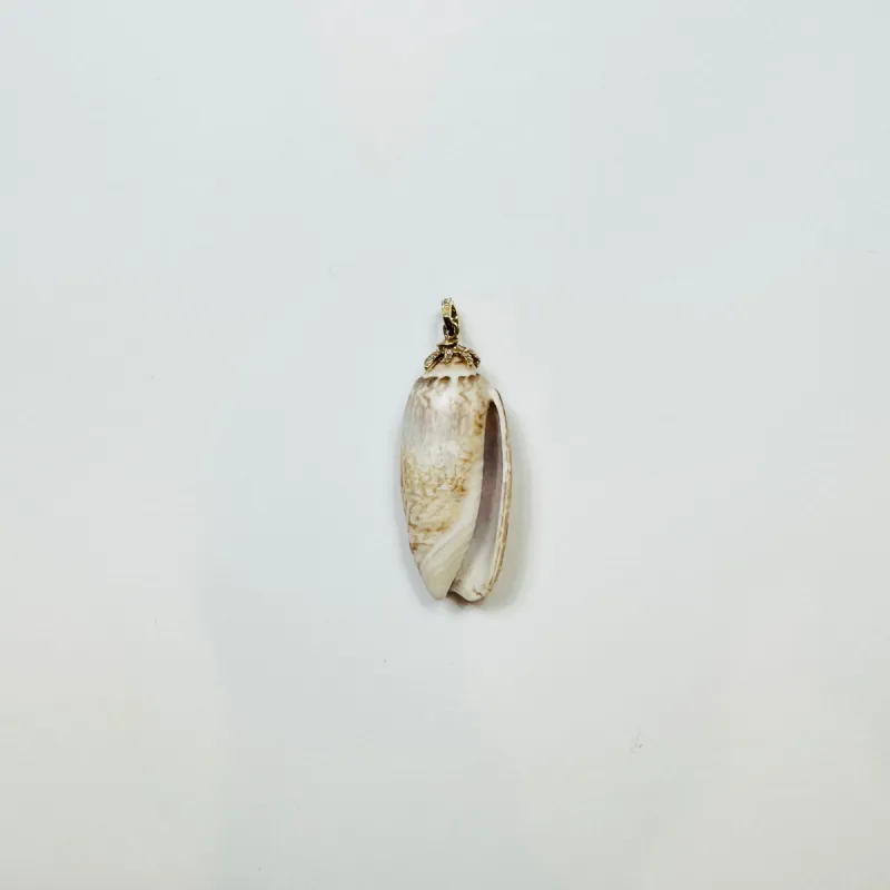 lettered olive shell pendant made by Theodosia