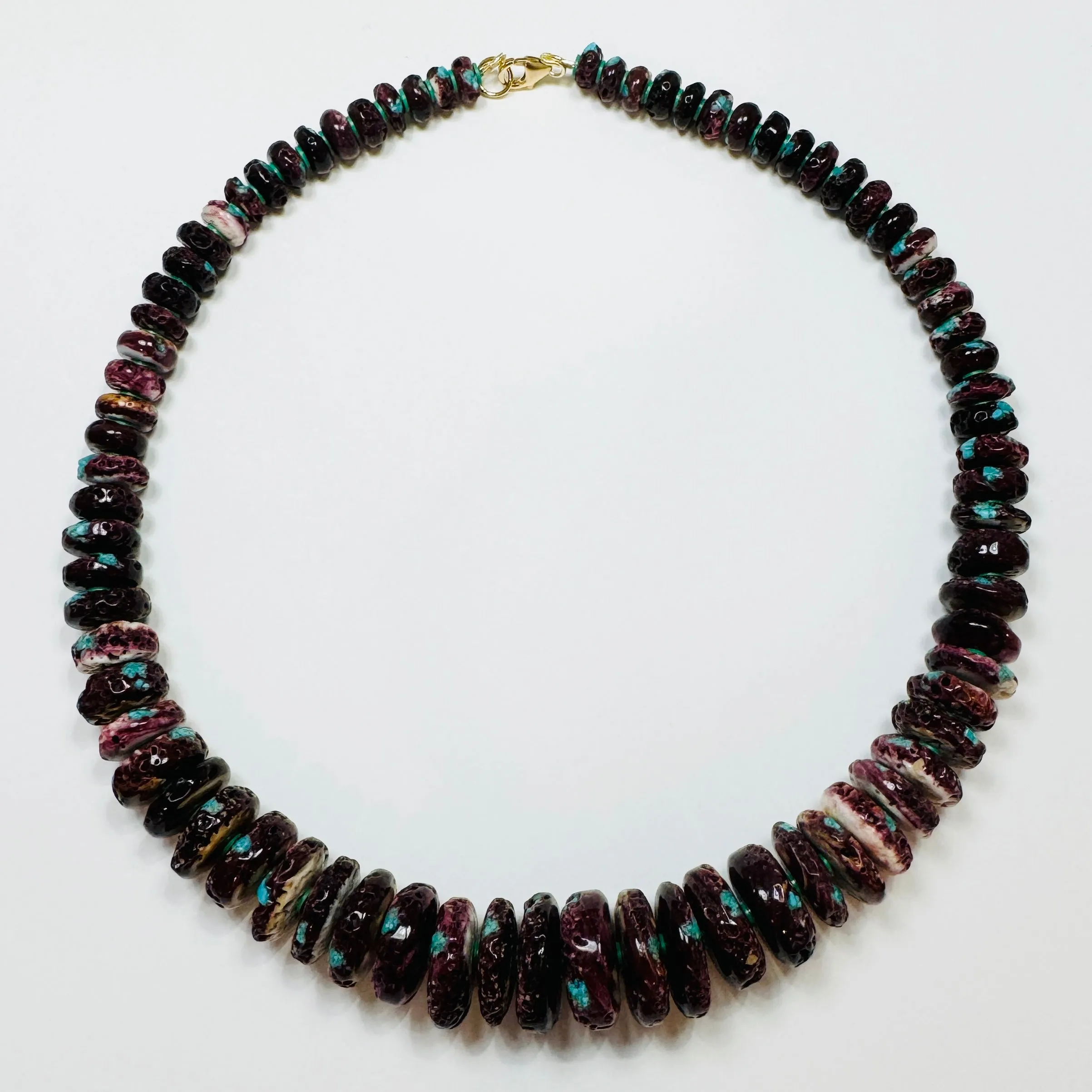 graffiti wampum quahog shell statement necklace sold by Theodosia