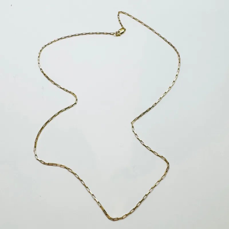 mini elongated block chain, 14k gold sold by Theodosia