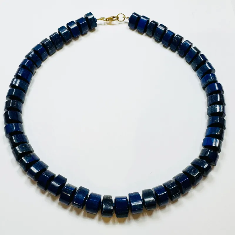 chunky lapis necklace with spacers sold by Theodosia