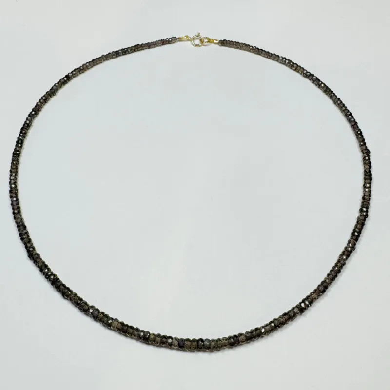 espresso sapphire heishi necklace sold by Theodosia