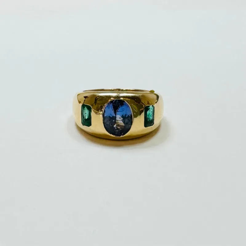 tanzanite and emerald dome ring sold by Theodosia