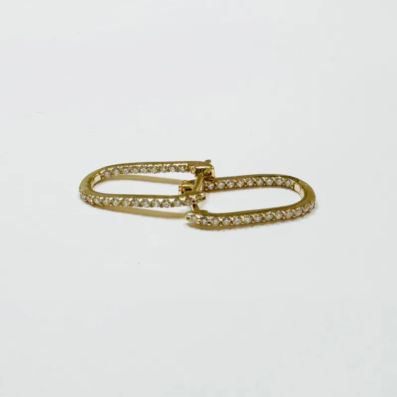 pave diamond elongated huggies sold by Theodosia