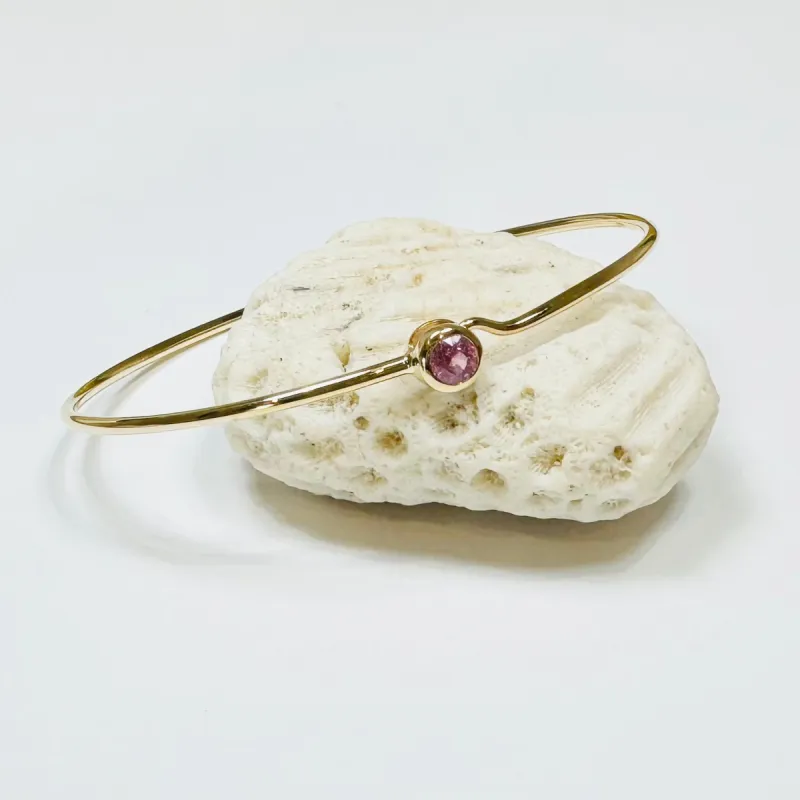bezel pink sapphire bangle, large sold by Theodosia