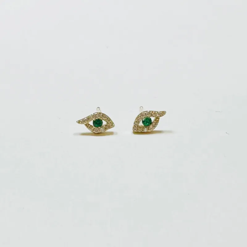 abstract emerald evil eye studs sold by Theodosia