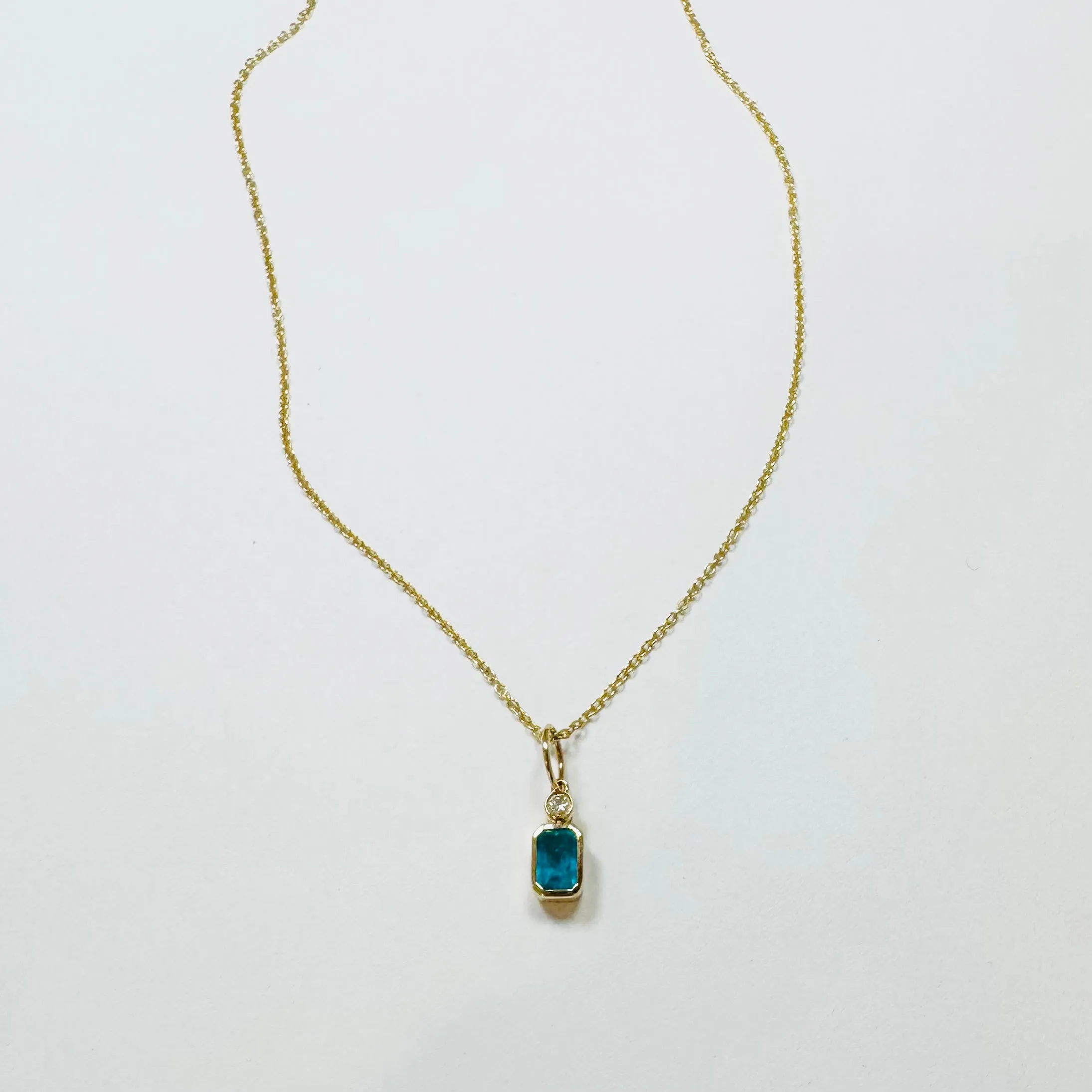 paraiba spinal bezel charm necklace sold by Theodosia