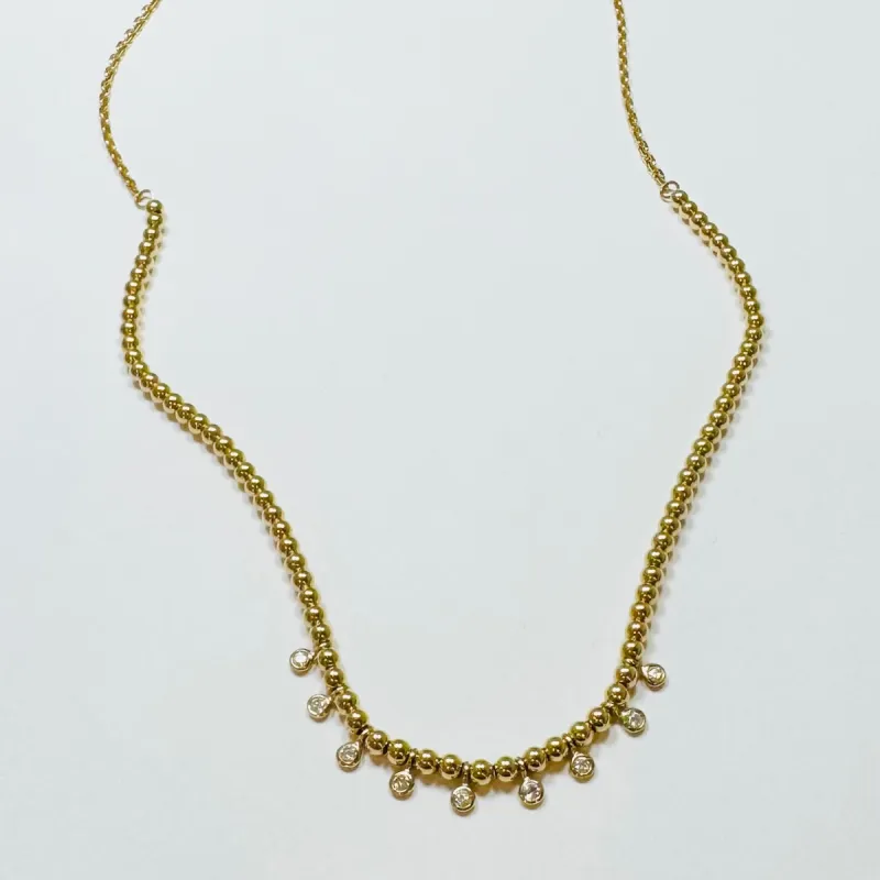 bezel diamond fringe on ball chain sold by Theodosia