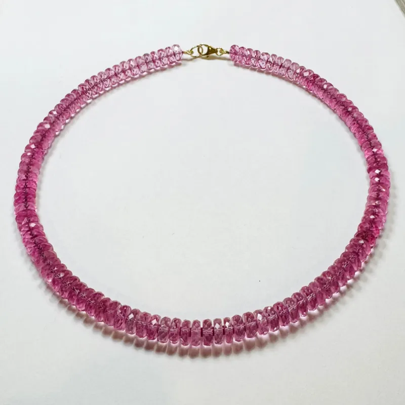 faceted strawberry quartz candy necklace sold by Theodosia