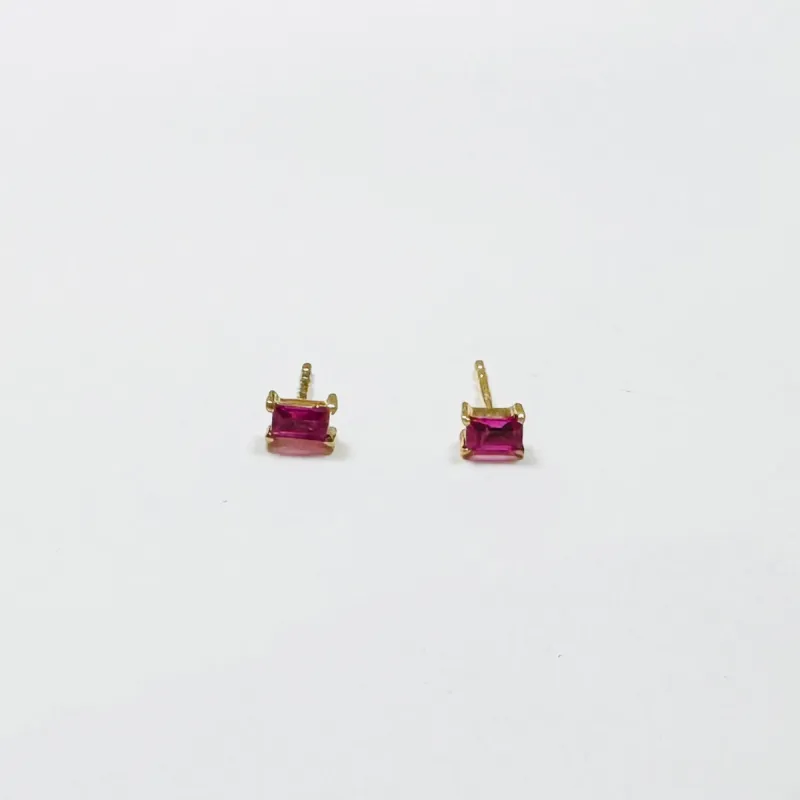 pink sapphire baguette studs sold by Theodosia