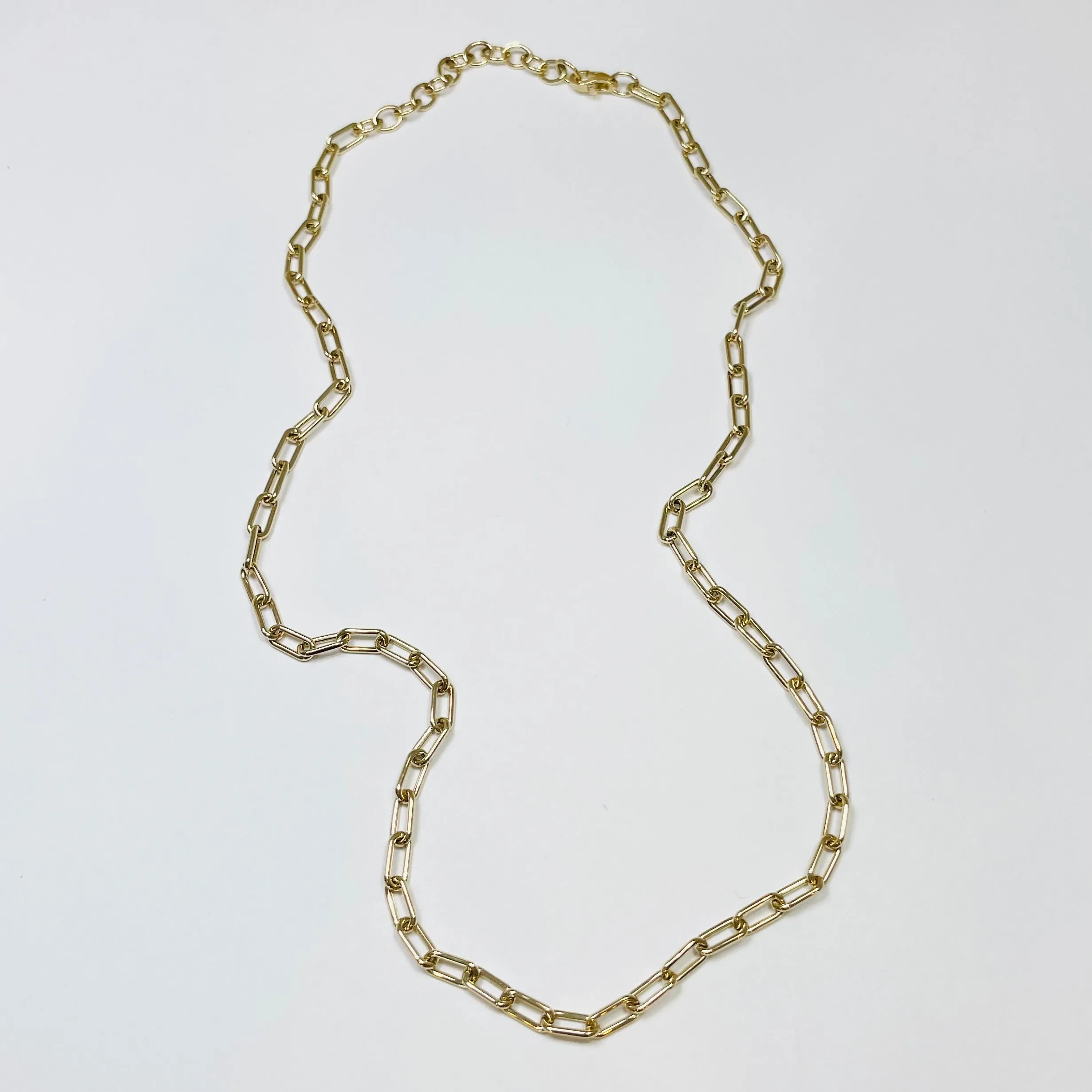 14k gold elongated rolo chain sold by Theodosia product image thumbnail 2