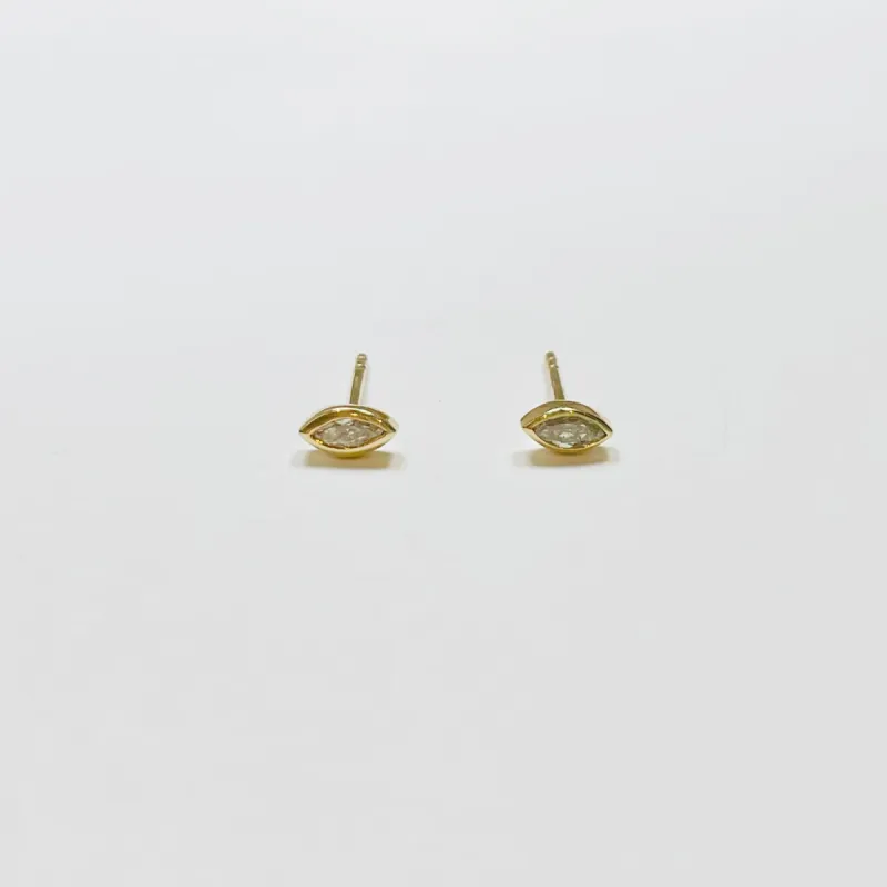 marquise diamond bezel set studs sold by Theodosia
