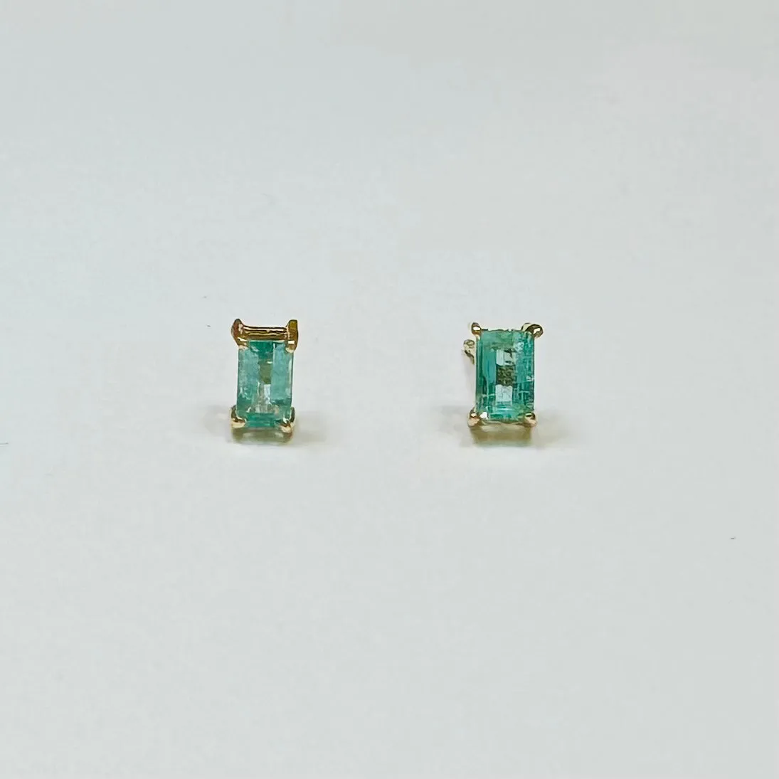 Celadon emerald baguette studs sold by Theodosia product image thumbnail 2