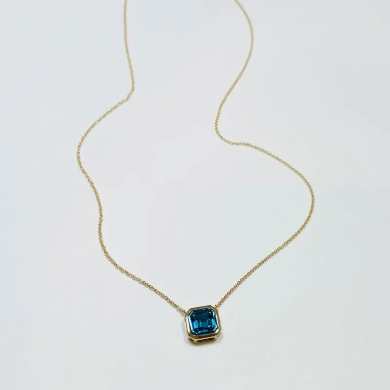blue topaz stepped necklace sold by Theodosia