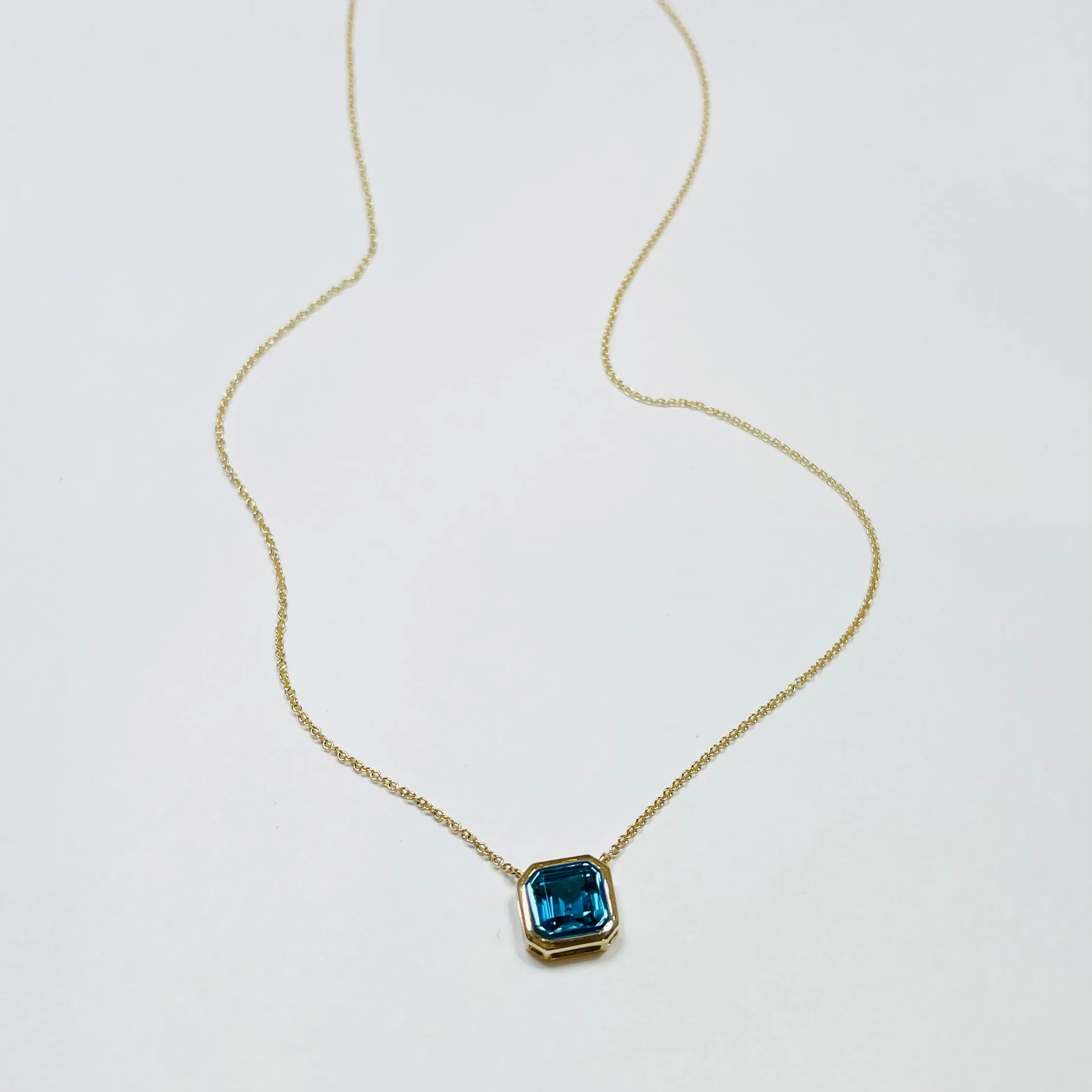 blue topaz stepped necklace sold by Theodosia