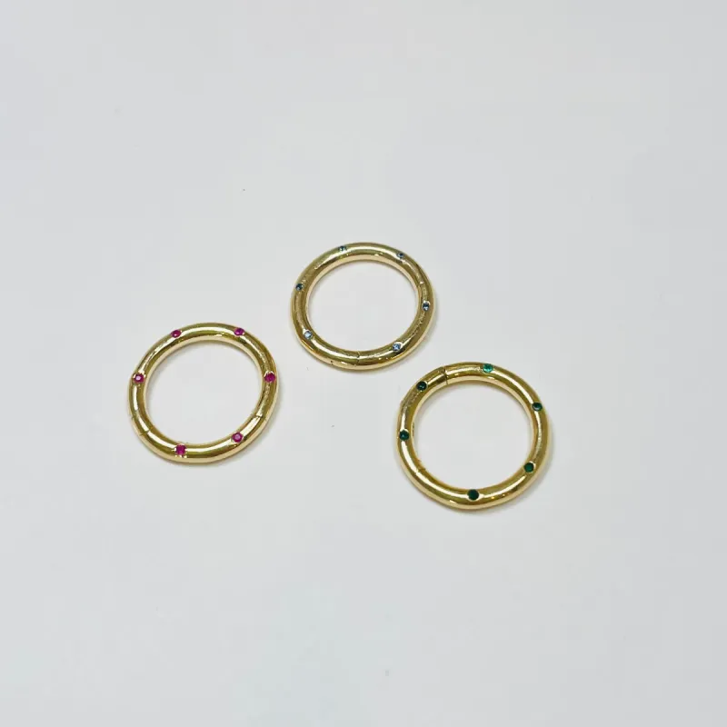 gemstone studded circle gold connector sold by Theodosia