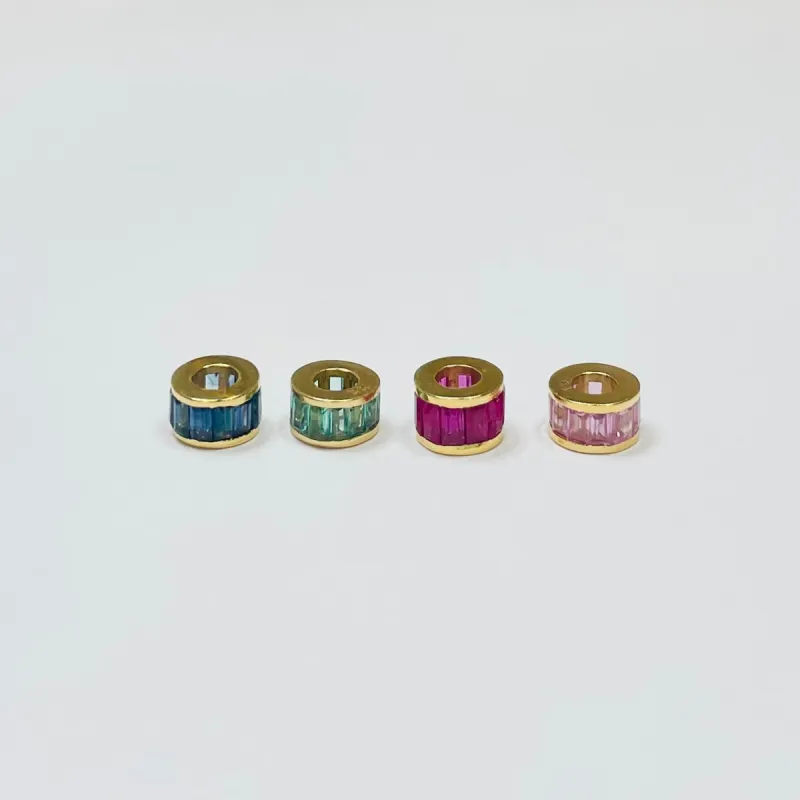 channel set gemstone barrel bead charm, 6mm sold by Theodosia