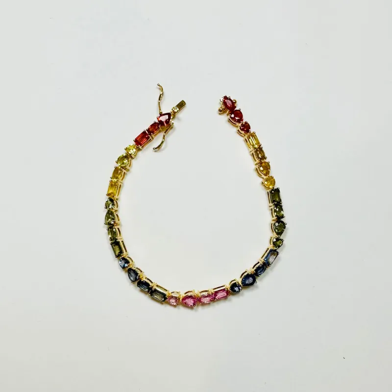 Rainbow sapphire tennis bracelet sold by Theodosia