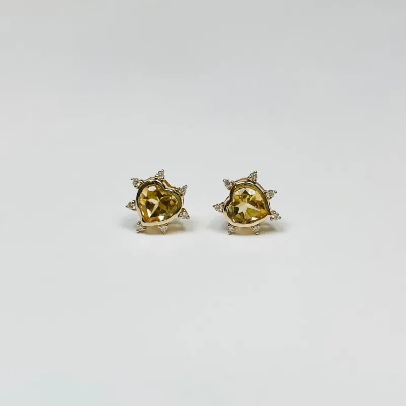 heart studs, citrine sold by Theodosia
