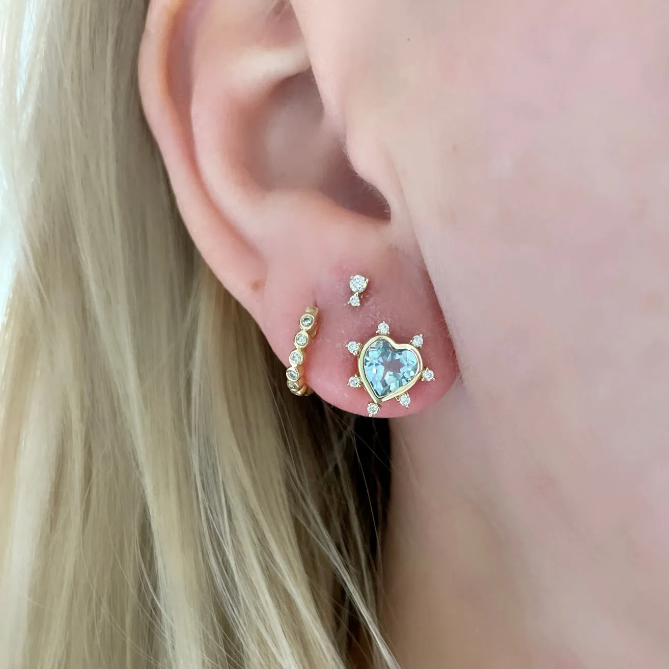 spike heart studs, blue topaz sold by Theodosia product image thumbnail 2