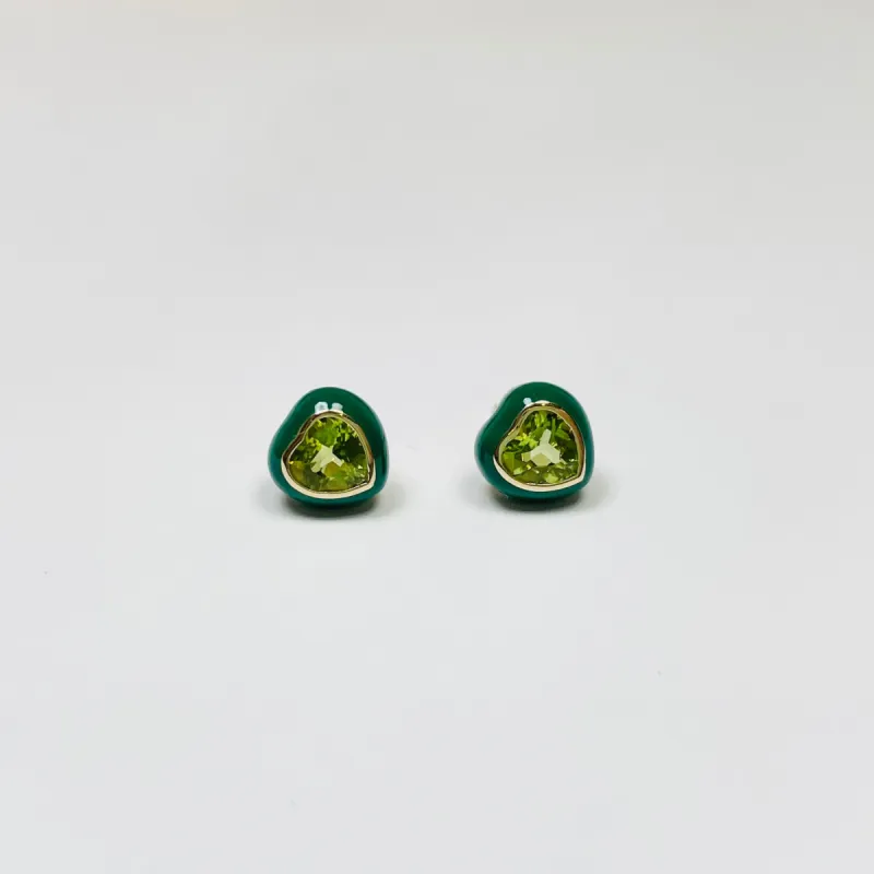 puffy heart studs, green sold by Theodosia