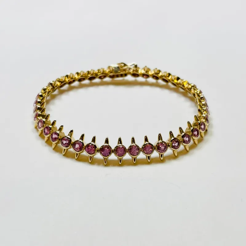 pink sapphire spike bracelet made by Theodosia