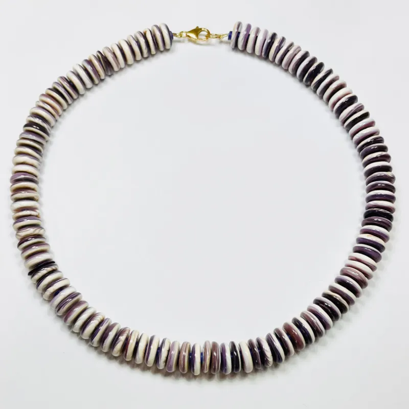 wampum quahog shell statement necklace made by Theodosia