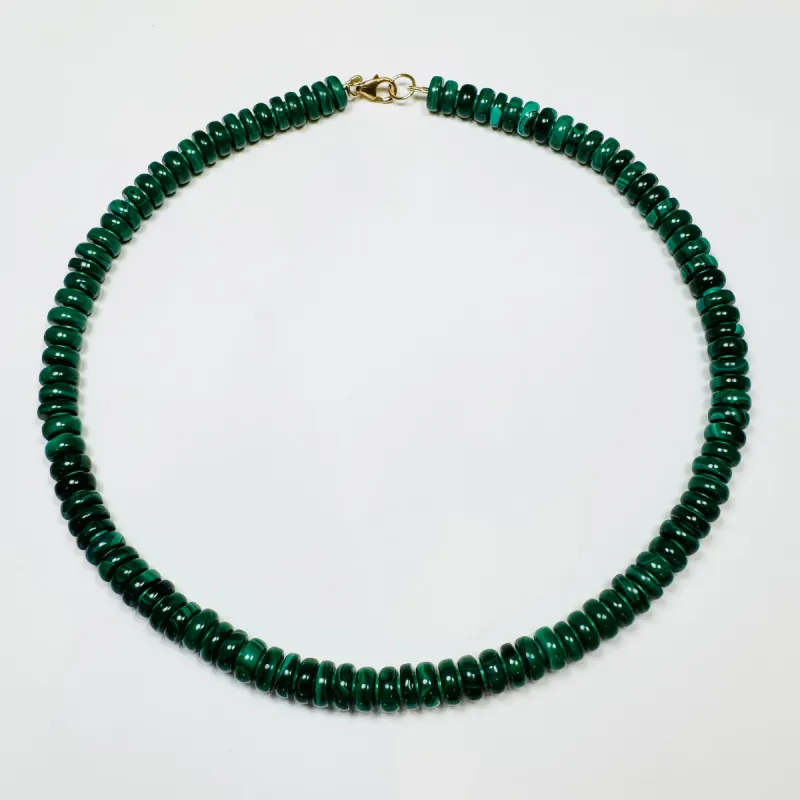 malachite barrel necklace sold by Theodosia