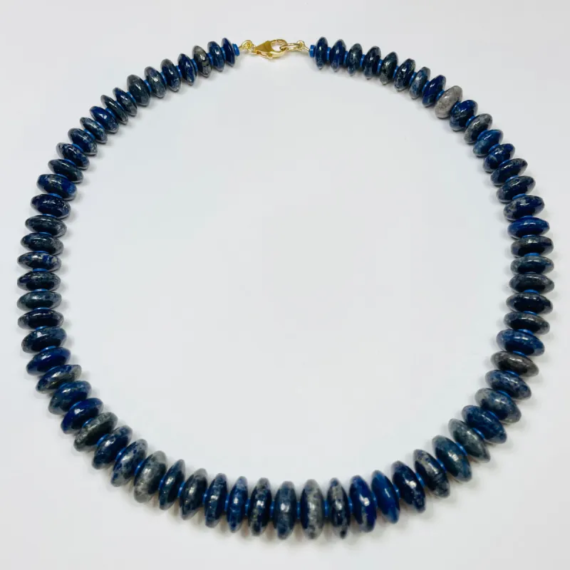 lapis statement necklace made by Theodosia