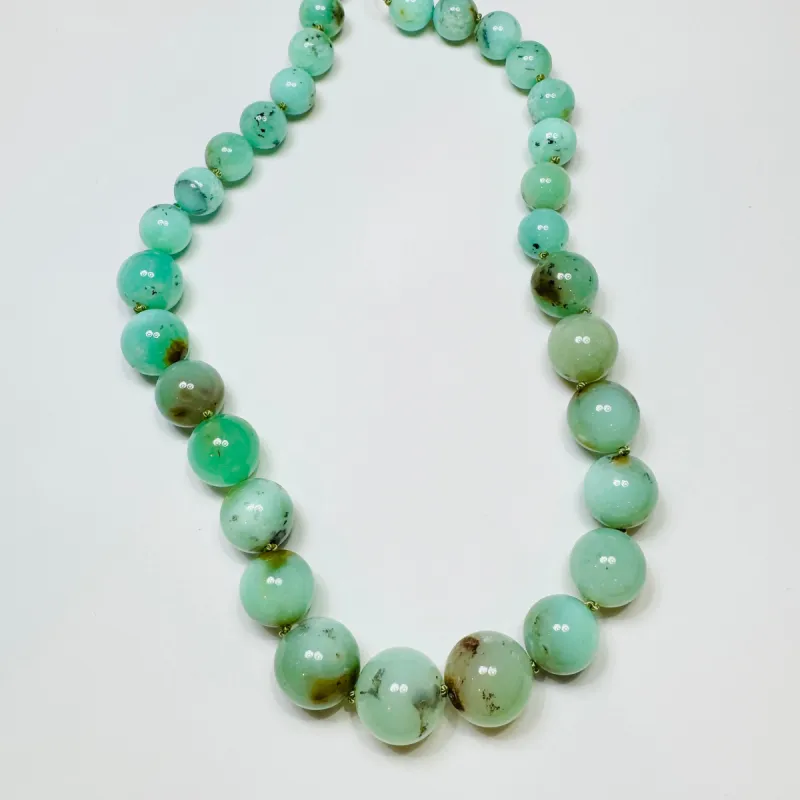 knotted gumball chrysoprase necklace, graduated sold by Theodosia