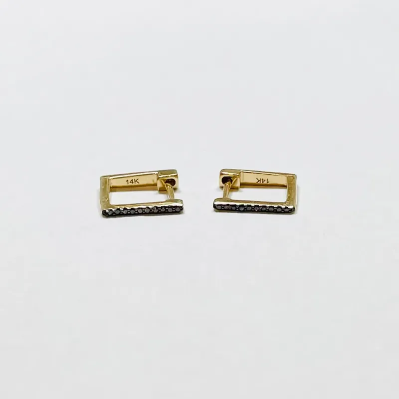 black diamond square pave huggies sold by Theodosia