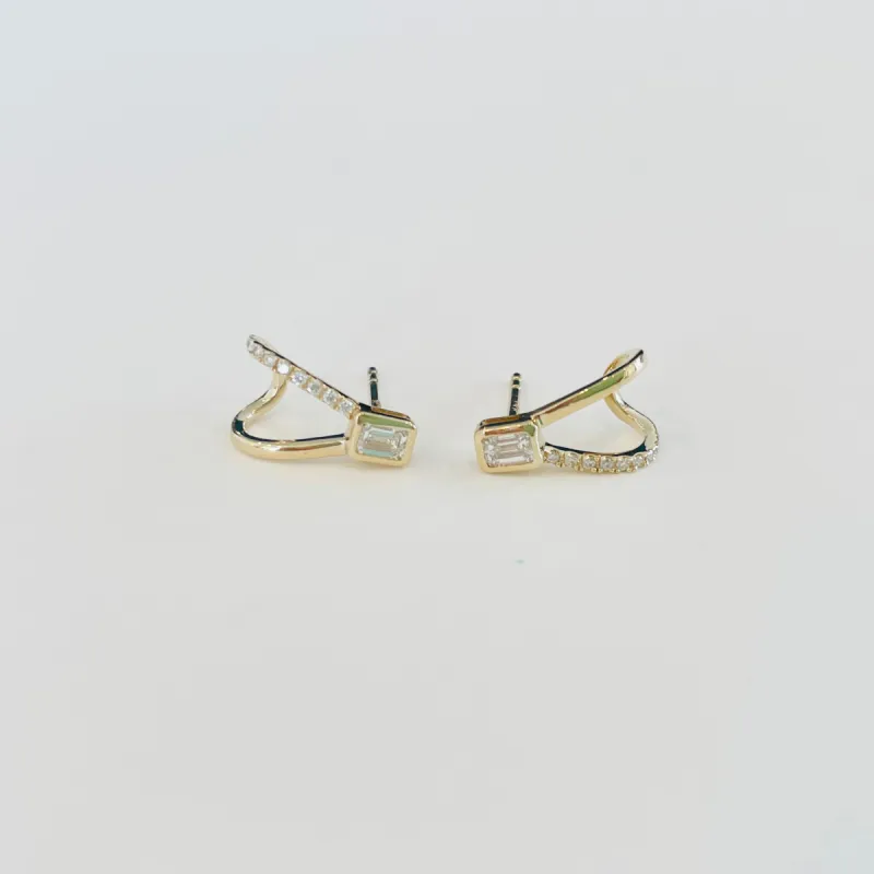 Emerald cut J stud ear cuff sold by Theodosia