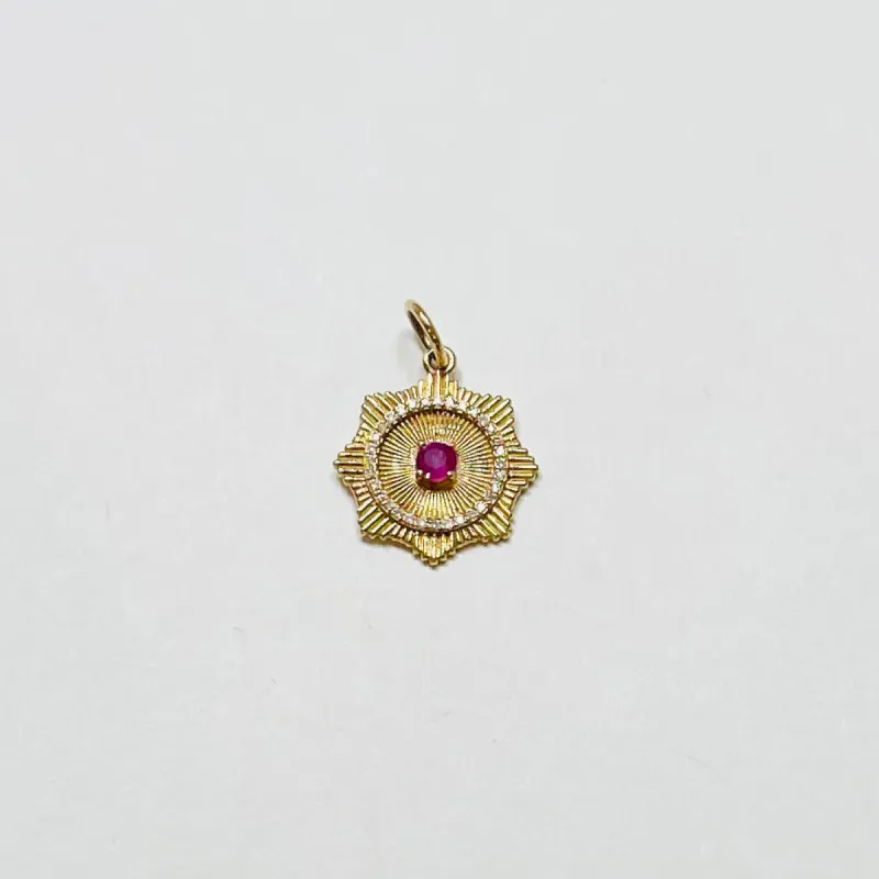 pink sapphire starburst medallion pendant sold by Theodosia