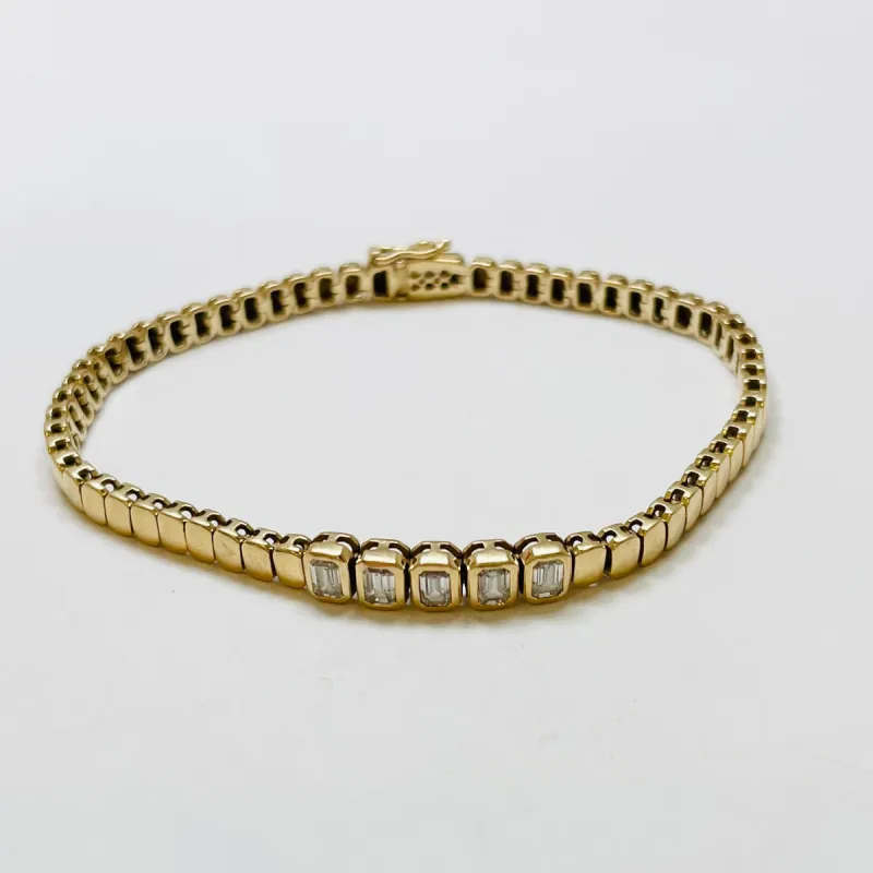 bezel emerald cut diamond bracelet sold by Theodosia