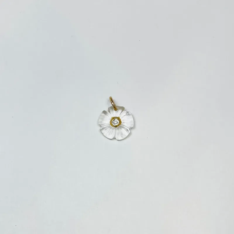 carved clear quartz flower pendant, small sold by Theodosia