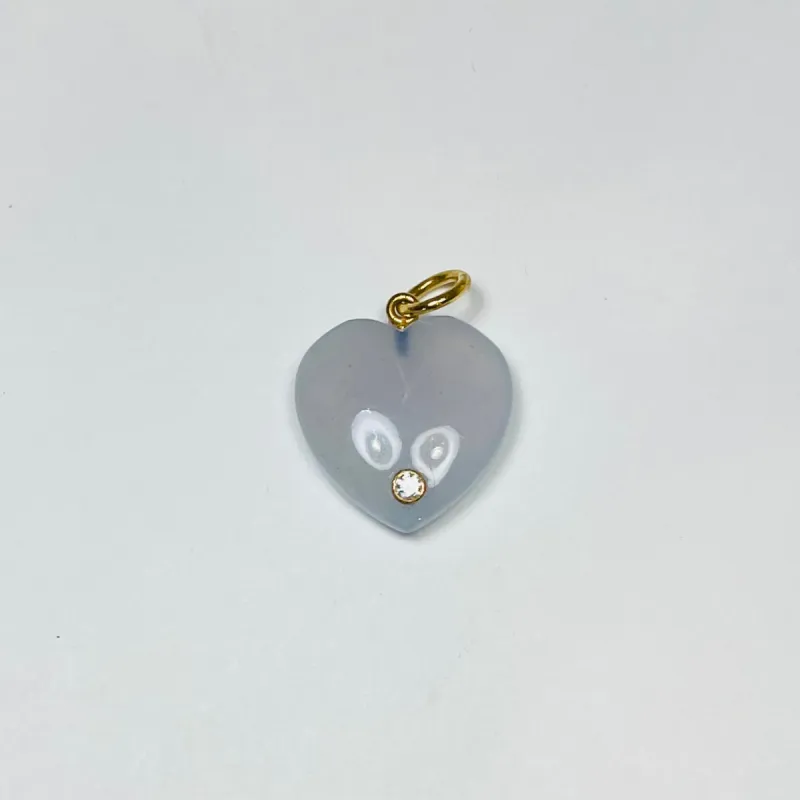 blue chalcedony heart pendant with diamond sold by Theodosia